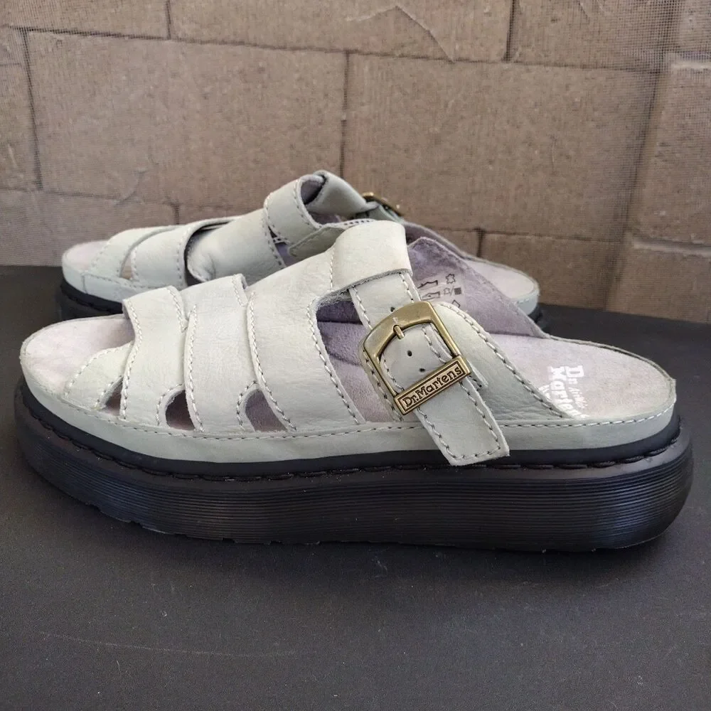 NEW Dr Martens Maxxy Slide Sandals Sage Green Soft Leather Men Sz 12 Women Sz 13